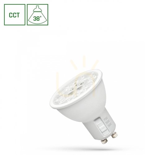 Check LED Light Bulb SpectrumLED GU10 230V 3/5/7W CCT 2700/4000/6000K 38° Lens
