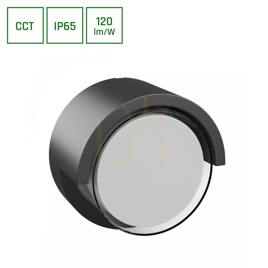 Verto Round Edge 10W CCT outdoor wall lamp 230V 160/120 St IP65 170 X100mm Black