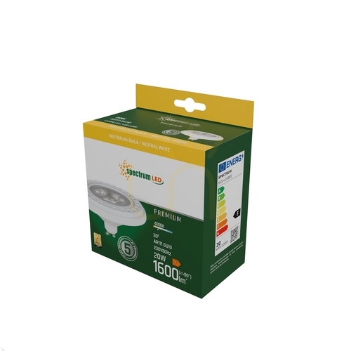 Check LED bulb Ar111 GU10 230V 20W Cob 30 St NW Ra90 Premium White Spectrum 5 Year Warranty