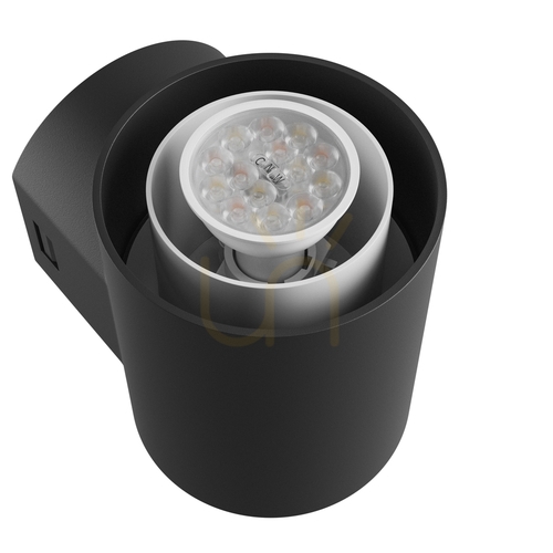 Check Outdoor wall lamp Stella Round Wall GU10 6W CCT 230V 270 St IP44 Ik08 155 X160 X230mm Black Round Façade.