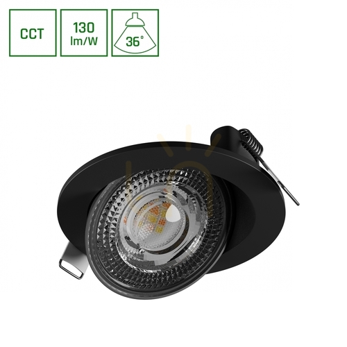 Check MOBILO LED Ceiling Lens 6.5W CCT 230V 36 St IP20 Fi105x35mm Black Round