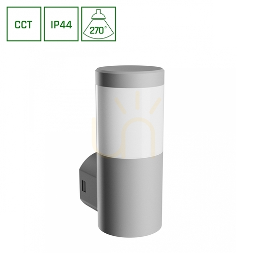 Check Outdoor wall lamp Stella Column Wall GU10 6W CCT 230V 270 St IP44 Ik08 100 X130 X245mm Grey Round Facade.