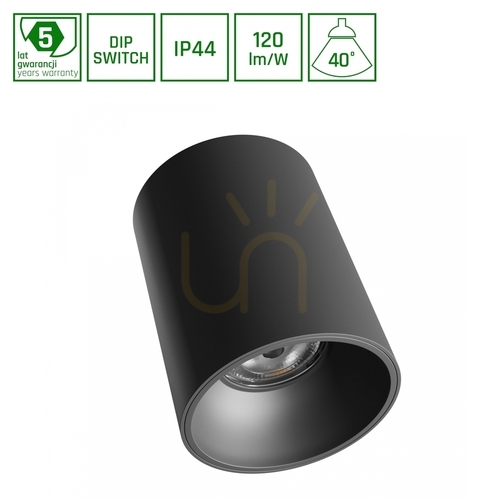 Check Downlight ORBITO Surface-mounted 14 27W NW 230V 40 St IP44 Ugr<19 Ra90 Fi115 X152mm Black Round 5 Years