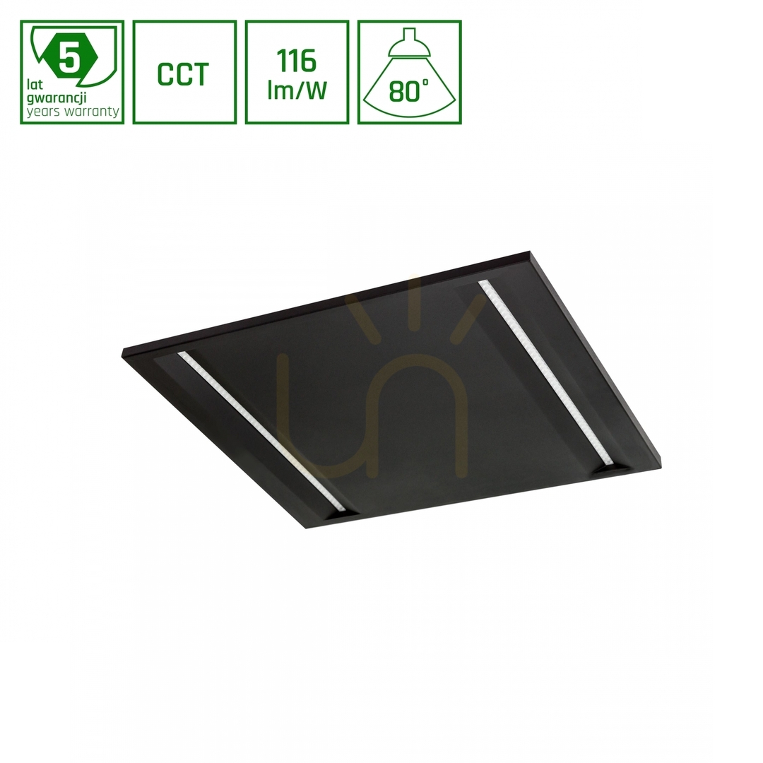 LED panel ALGINE Line 40W 3 CCT 230V 80 St IP20 600x600x15mm Black Ugr<16 5 Years Warranty