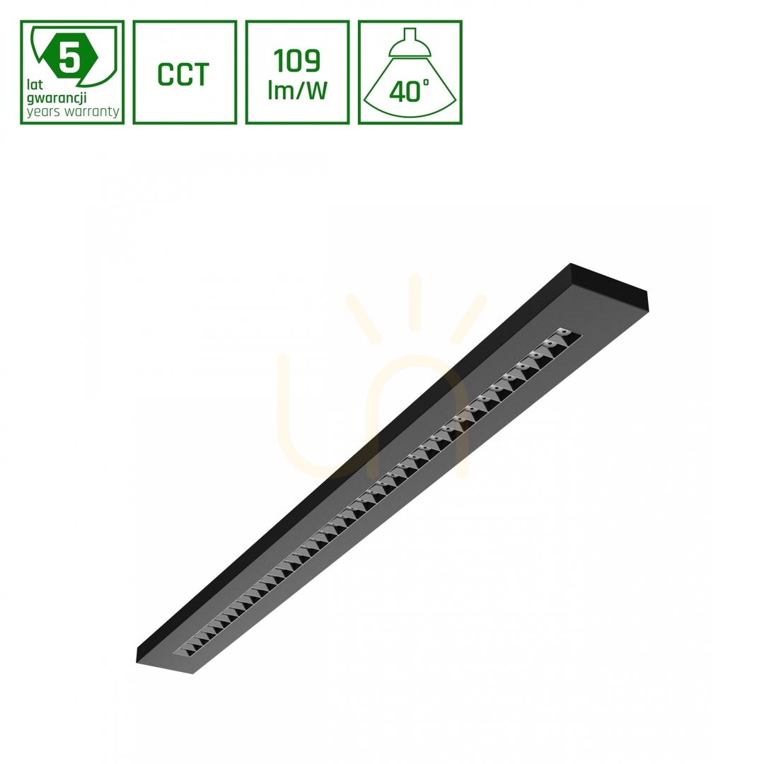 Wld Plank 20 W/30 W/40 Watt CCT 230V 40° IP20 Light Bar 1200 X100 X25 Black.