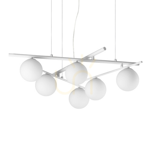 Check Pendant Light Ideallux Atlas White 80 cm 6-Light Glass Metal 352053