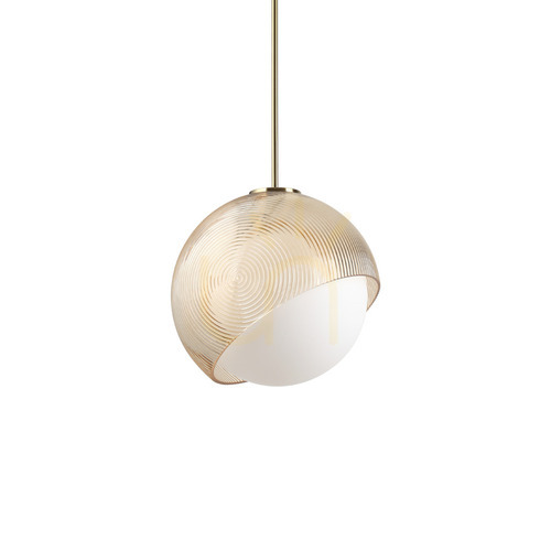 Check Pendant Light Ideallux Bloom Brass Glass 30 cm 366685