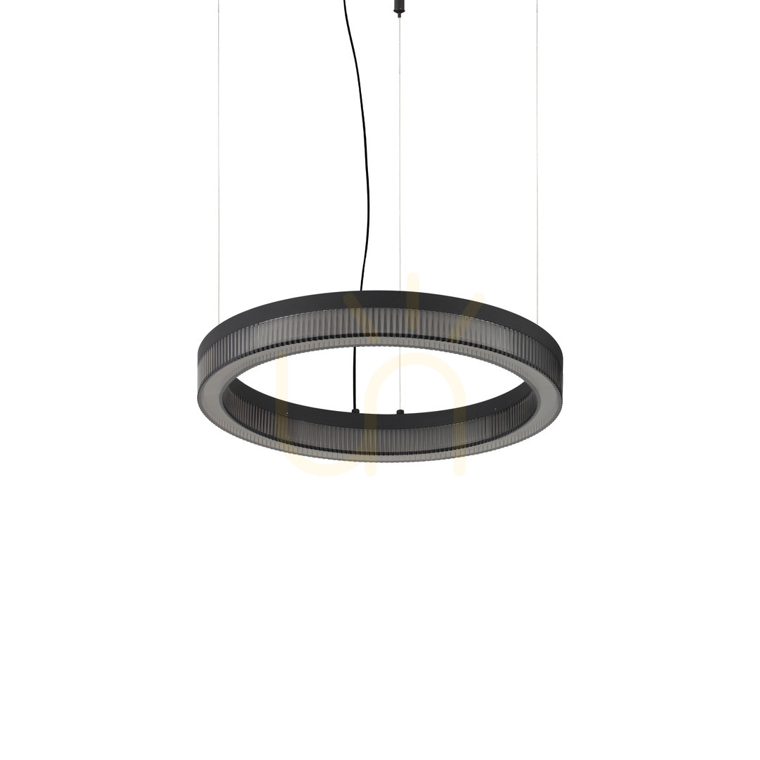 Pendant Light Ideallux Crown Black Metal Glass 40 cm LED 21W 339139
