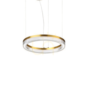 Pendant Light Ideal Lux Crown Brass Glass 40 cm LED 21W 364964 small 0