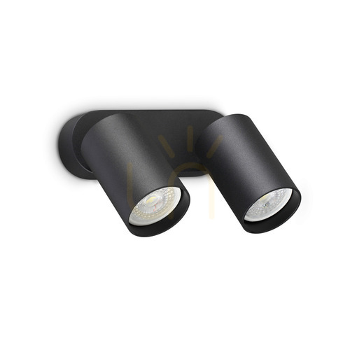 Check Wall Light Ideallux Dynamite Black 2xGU10 Round 16.5 cm 367385