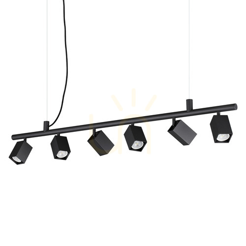 Check Pendant Light Ideallux Dynamite Black 6-Light 115.5 cm 371412