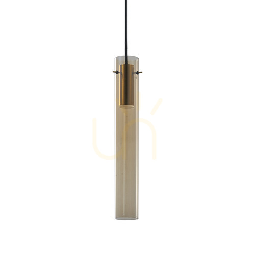 Check Pendant Light Ideallux FLAM Amber Glass Brass 6 cm LED 10W 353869