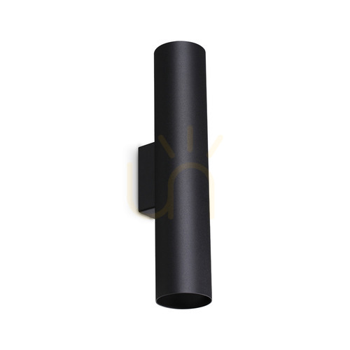 Check Wall Light Ideallux Look 370118 Black Up Down GU10 2-Light Cylinder