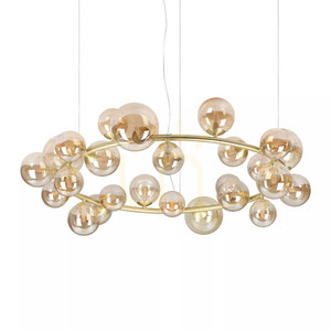 Pendant Light Ideallux PERLAGE White Glass Brass 25-Light 103.5 cm 363370 small 1