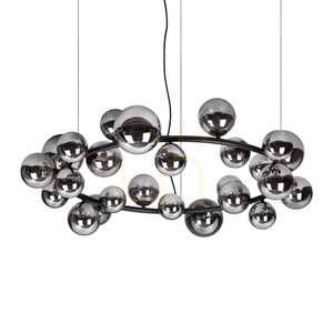 Pendant Light Ideallux PERLAGE White Glass Brass 25-Light 103.5 cm 363370 small 2