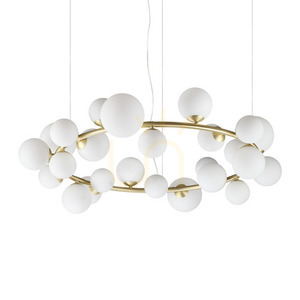 Pendant Light Ideallux PERLAGE White Glass Brass 25-Light 103.5 cm 363370 small 0
