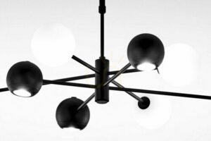 JUPITER MOKA 1998 black and white chandelier, 4×G9 + 4×GU10 small 6