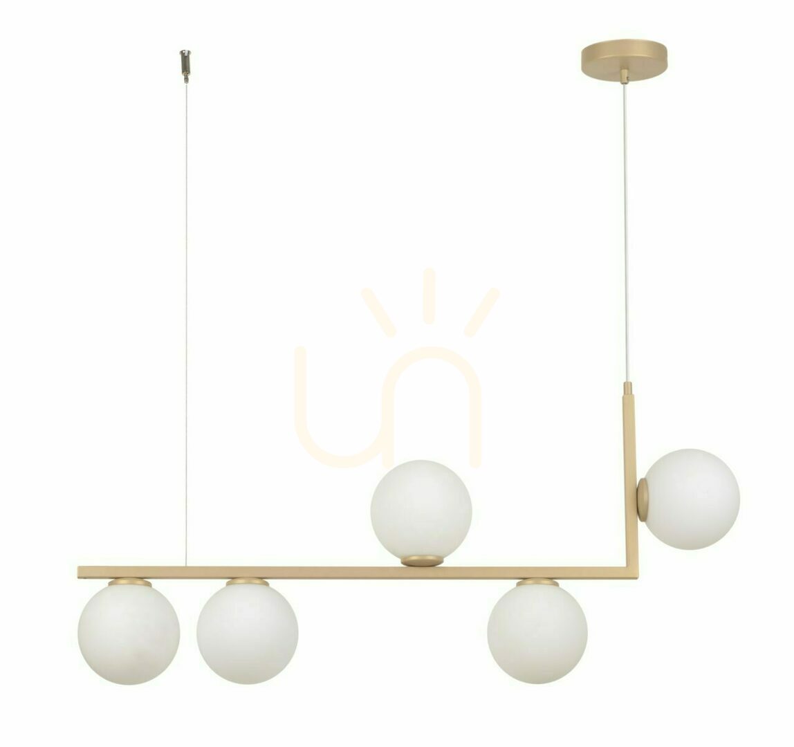 Pendelleuchte Sigma Andy 5-flammig goldbeige Glas G9 33612