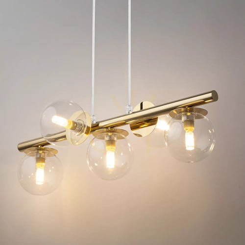 Check Pendant Light Sigma Avola 5-Light Gold Transparent Glass 40799