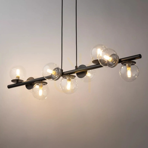Check Sigma Avola 9-Light Black Transparent Glass Pendant Lamp 40793
