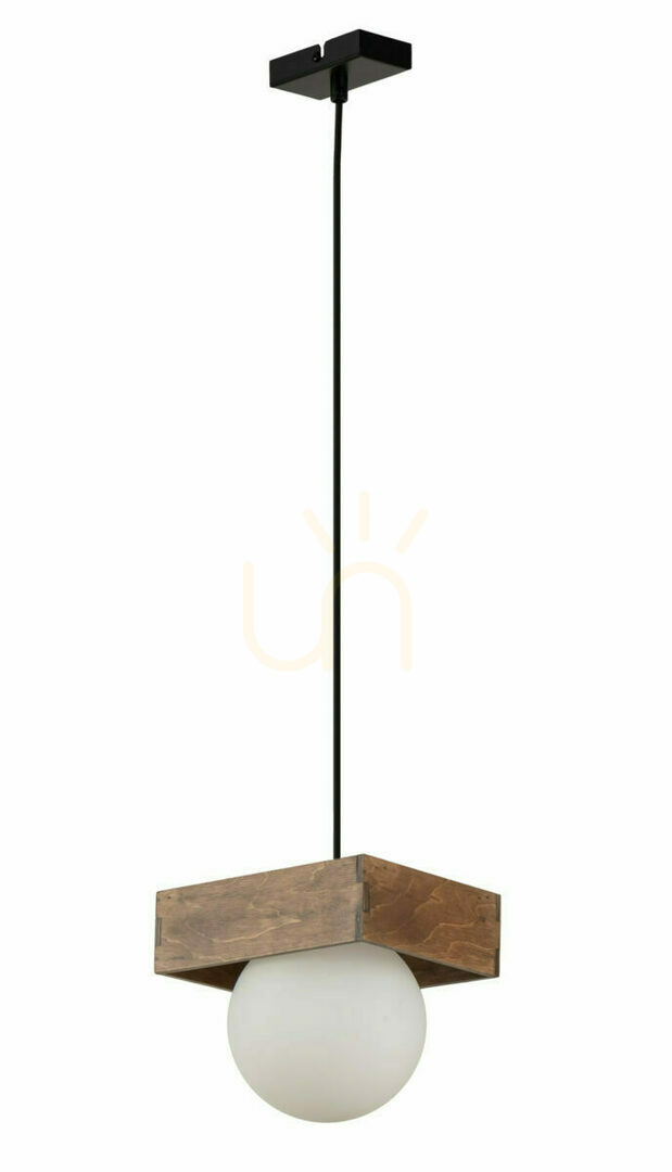 Pendelleuchte Sigma Bloom 1 schwarz weiß Glas Sperrholz Stahl 33663
