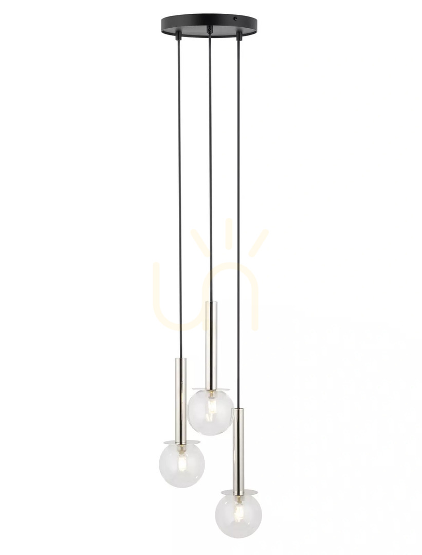 3-Light Pendant Lamp Sigma Daisy Black Silver Glass G9 40752