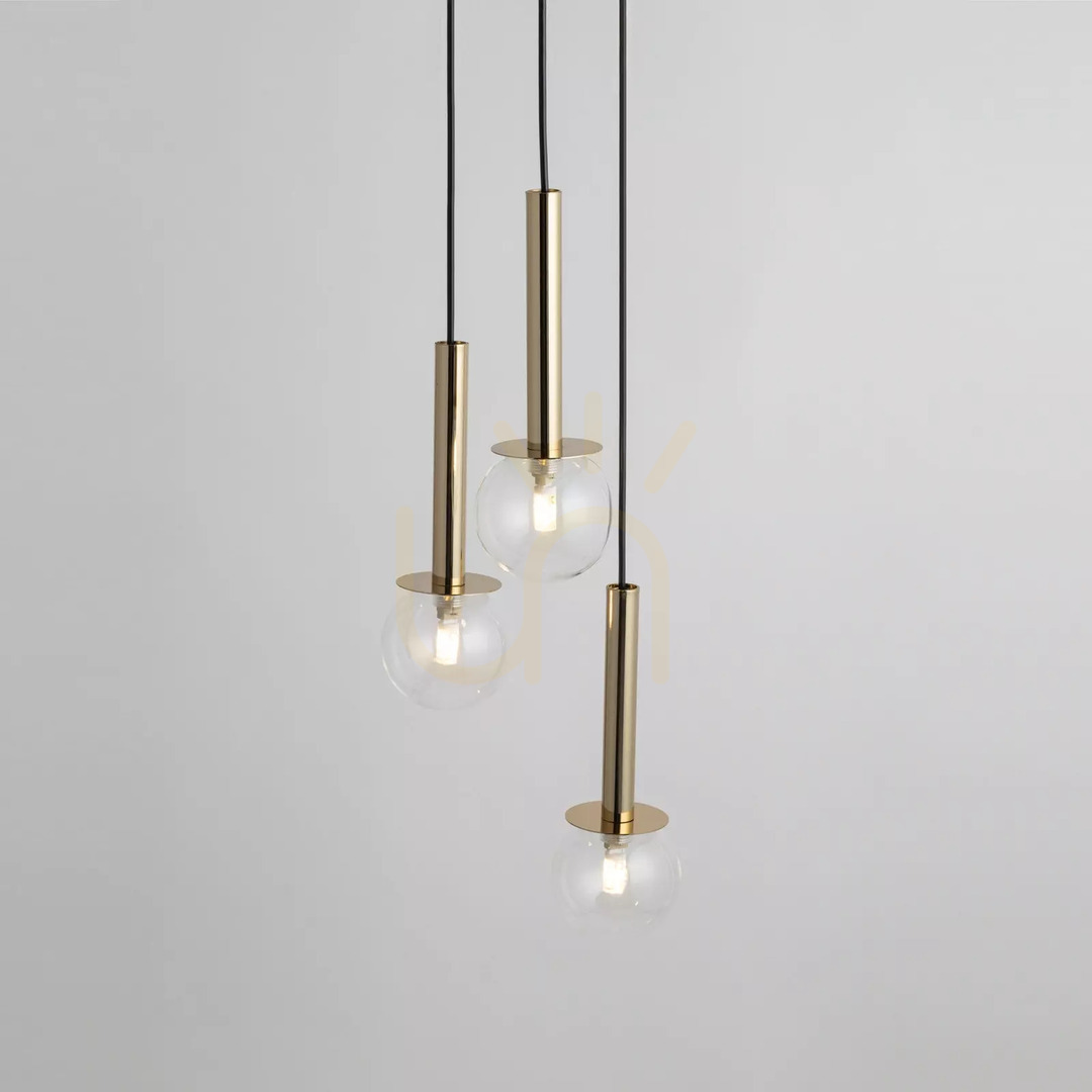 View Sigma DAISY 3-Light Gold Transparent Glass Pendant Lamp 40758 Sigma DAISY 3-Light Gold Transparent Glass Pendant Lamp 40758