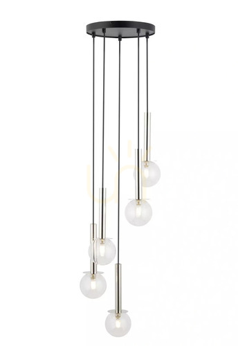 Check Sigma DAISY 5 G9 Black Silver Transparent Glass Pendant Light 40753