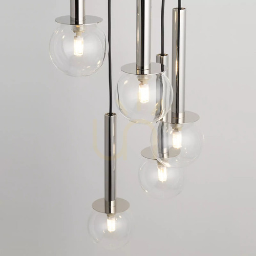 Check Sigma DAISY 7-Light Black Silver Glass Pendant Lamp 40754