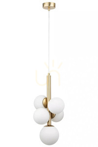 Sigma PERLA LUX 5-Licht Pendelleuchte Satin Gold Weiß G9 40786 small 0