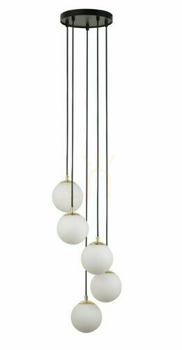 Check Sigma Piano 5-Light Black Brass Pendant Lamp 33659