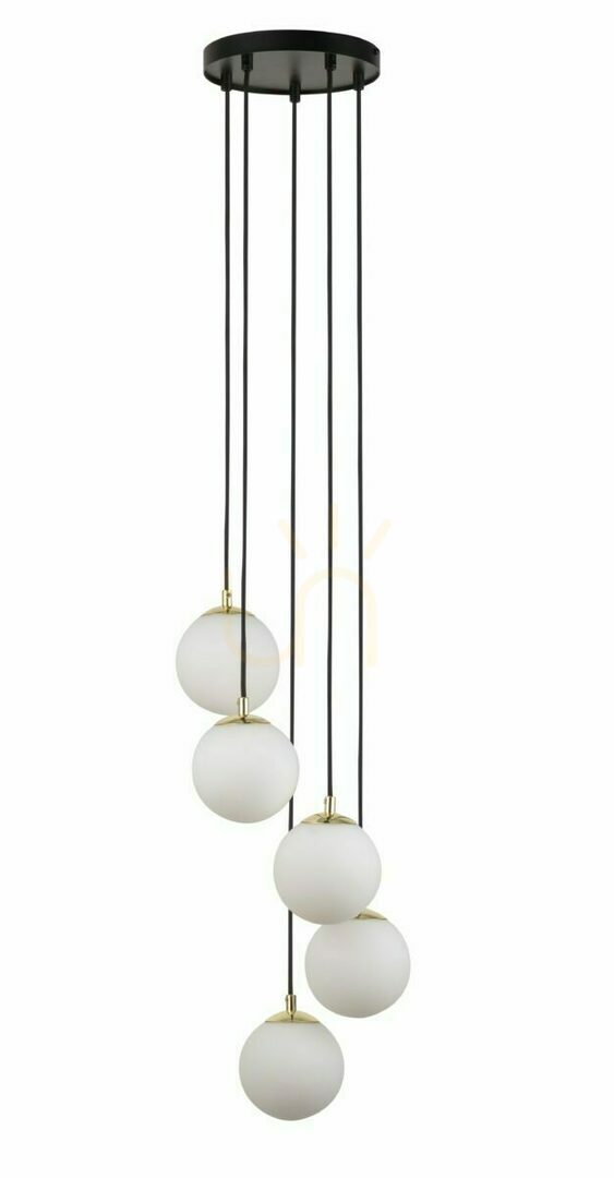 Pendelleuchte Sigma Piano 5-flammig schwarz Messing Glas G9 33659