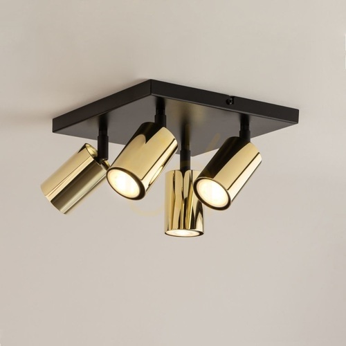 Check Plafond Sigma Zoom 4 black brass GU10 26 cm 33601