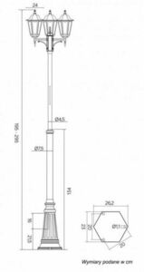 Outdoor Pole Light SU-MA Retro Classic Patina Brass 3-Light OGMWN 3