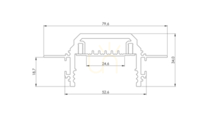 LED profile LUMINES type TECO silver anodized 3 m small 1
