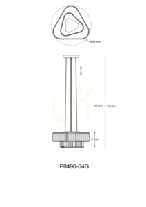 HELIOS P0496-04G-F7AC Gold 4xG9 Pendant Lamp. small 1