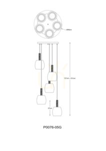 CALVO P0076-05G-P7AA Pendant Lamp Black 5xG9. 2 CALVO P0076-05G-P7AA Pendant Lamp Black 5xG9. small 2