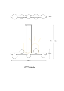 FORES Pendant Lamp P0574-05N-V6AA Gold 5xG9. small 1
