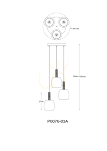 CALVO P0076-03A-P7AA Pendant Lamp Black 3xG9. 2 CALVO P0076-03A-P7AA Pendant Lamp Black 3xG9. small 2