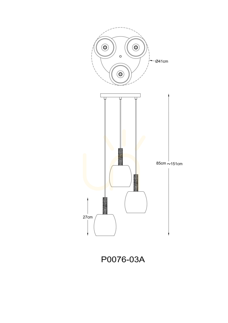 Preview CALVO P0076-03A-P7AA Pendant Lamp Black 3xG9. CALVO P0076-03A-P7AA Pendant Lamp Black 3xG9.