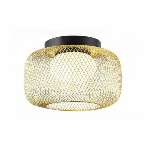 Check Candellux SOPRA 32 (31-50977) ceiling light, wire mesh shade with glass diffuser, GX53 max. 10 W, black and gold, ø32 cm