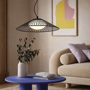 Pendant Light SONTE 50 Candellux 31-50939 Black with White Glass Shade GX53 max 10W ø50 cm small 2