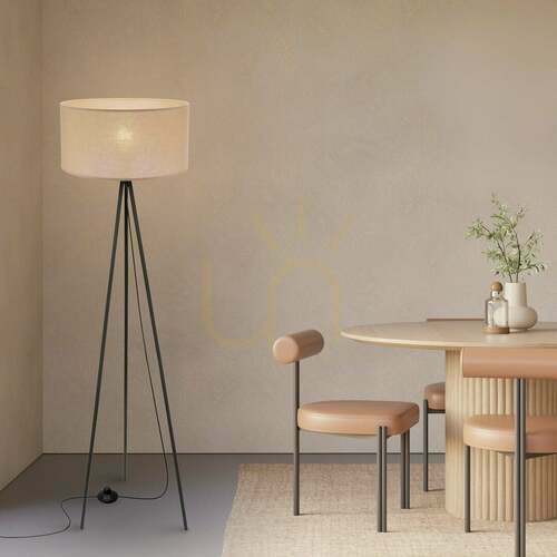 Check Candellux SHANTI 51-38760 tripod floor lamp, black with beige shade, 1×E27