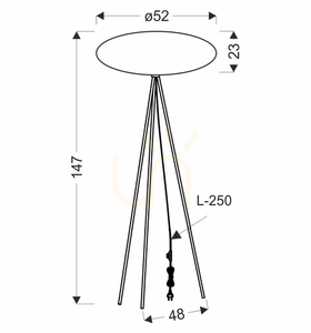 Floor lamp CAFEE’ tripod, cream shade 52 cm E27 40W CANDELLUX 51-42033 small 3