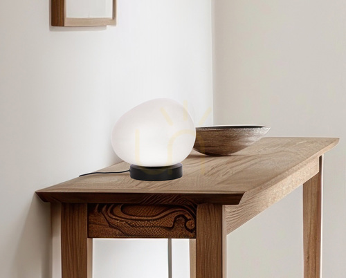 Check Candellux STONES 41-35219 table lamp, Ø 20 cm shade, white and black, E27 40 W