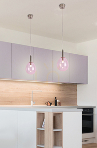 Candellux LUKKA pendant pink glass chrome LED 6 W 18 cm 50133209 small 1