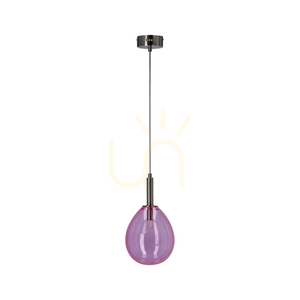 Candellux LUKKA pendant pink glass chrome LED 6 W 18 cm 50133209 small 0