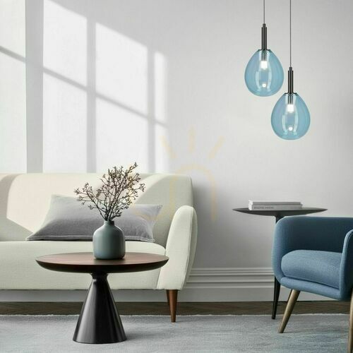 Check LUKKA pendant lamp blue glass LED 6W CANDELLUX 50133210