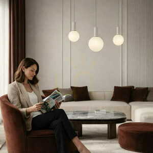 Candellux TESTA 33-51110 pendant lamp beige 3x G9 glass globes 85 cm small 3