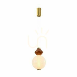 Candellux FLORES brass and brown pendant light with white glass LED 7 W 31-50625 small 0